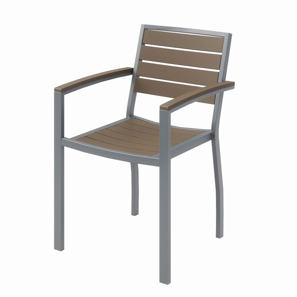 KFI STUDIOS 840031918543 Eveleen Outdoor Patio Table with Four Mocha Powder-Coated Polymer Chairs, Square, 32", Mocha