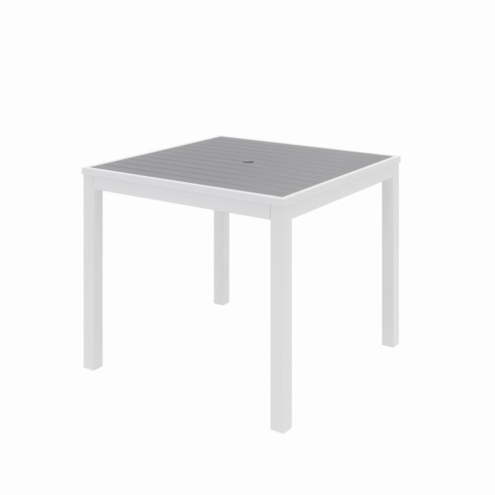 KFI STUDIOS 840031918550 Eveleen Outdoor Patio Table with Four Gray Powder-Coated Polymer Chairs, 32" Square, Gray