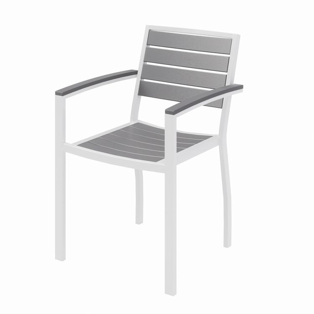 KFI STUDIOS 840031918550 Eveleen Outdoor Patio Table with Four Gray Powder-Coated Polymer Chairs, 32" Square, Gray