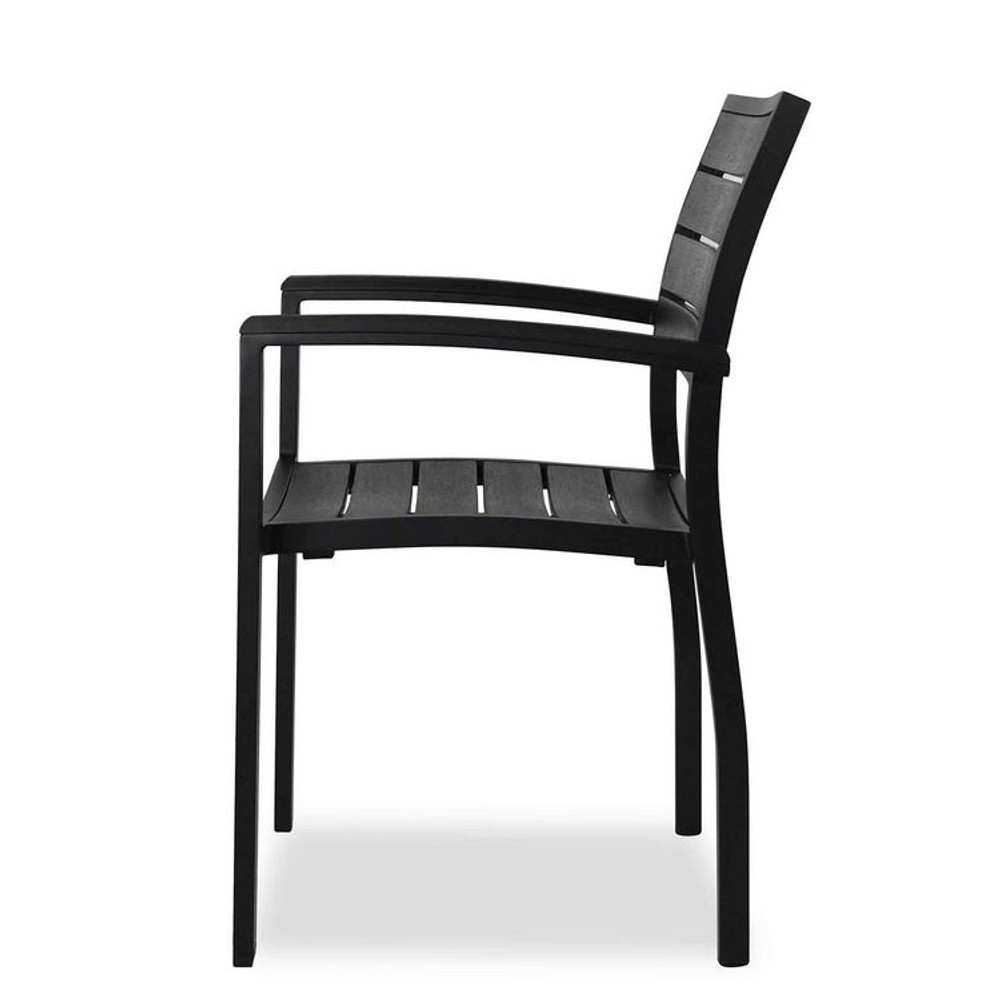 KFI STUDIOS 840031925183 Eveleen Outdoor Patio Table with Four Black Powder-Coated Polymer Chairs, Square, 35", Black