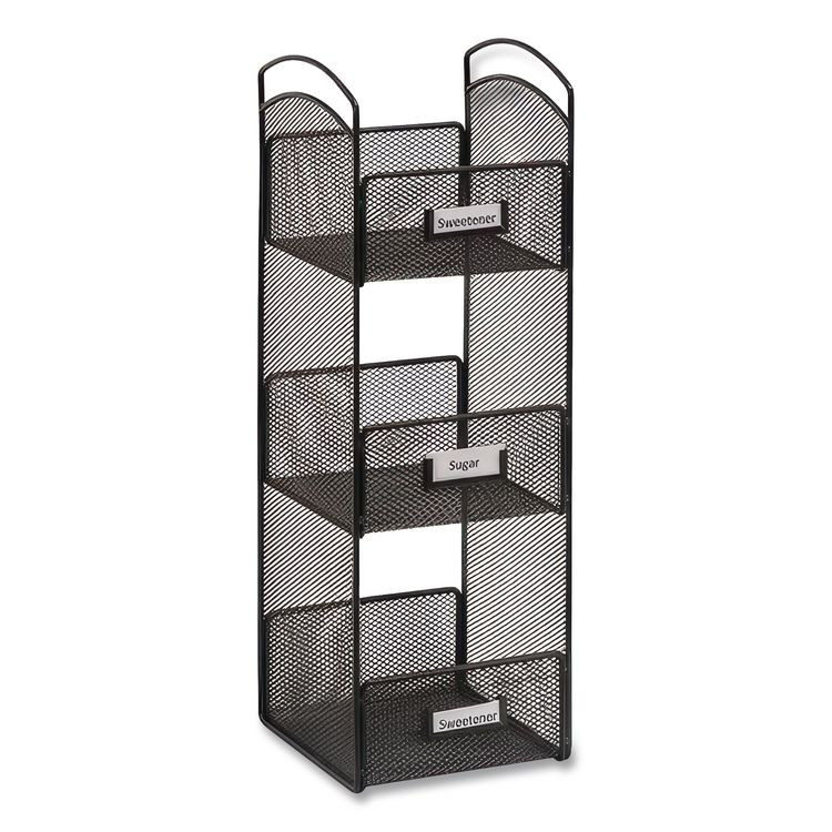 SAFCO PRODUCTS 3290BL Onyx Breakroom Organizers, 3 Compartments, 6 x 6 x 18, Steel Mesh, Black