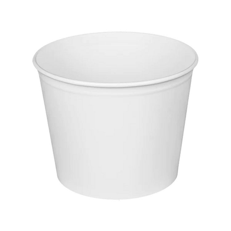 KARAT BY LOLLICUP CFB85WBNDL Food Bucket with Lid, 85 oz, 7.36" Diameter x 6" h, White, Paper, 180/Carton