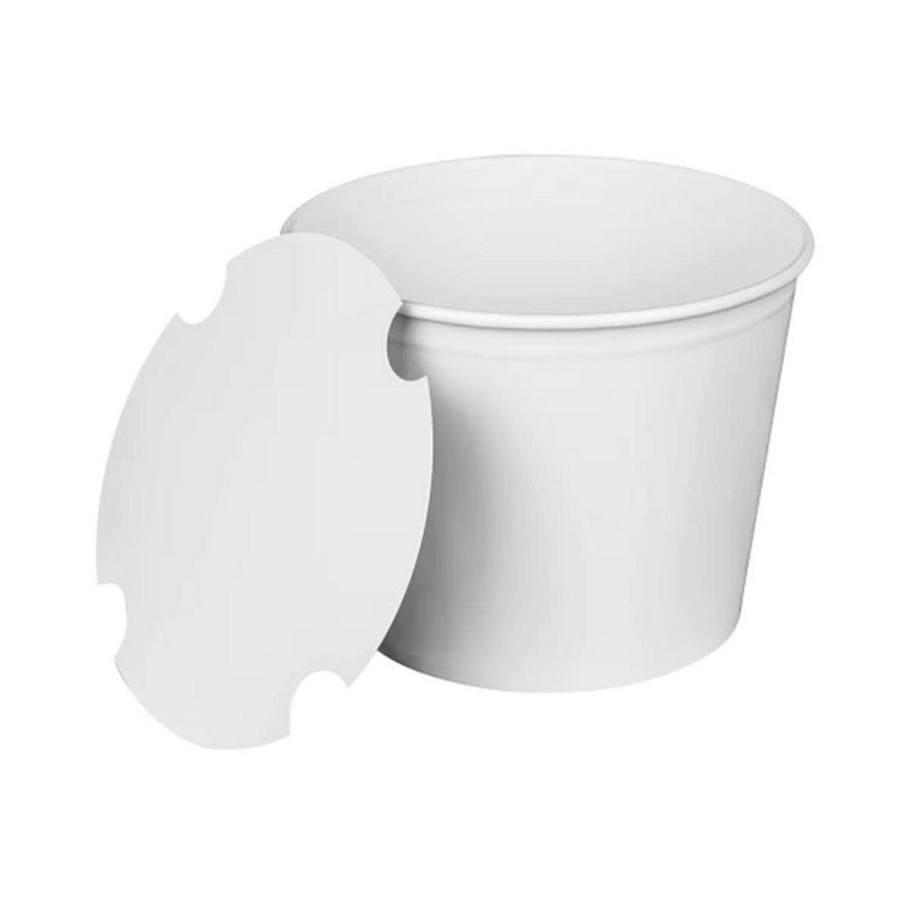 KARAT BY LOLLICUP CFB85WBNDL Food Bucket with Lid, 85 oz, 7.36" Dai x 6"h, White, Paper, 180/Carton