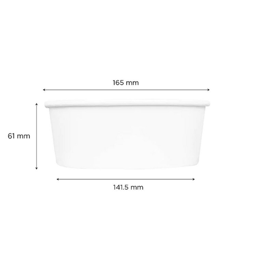 KARAT BY LOLLICUP FPPSB32 Food Bucket, 32 oz, 6.5" Dia x 2.4"h, White, Paper, 360/Carton