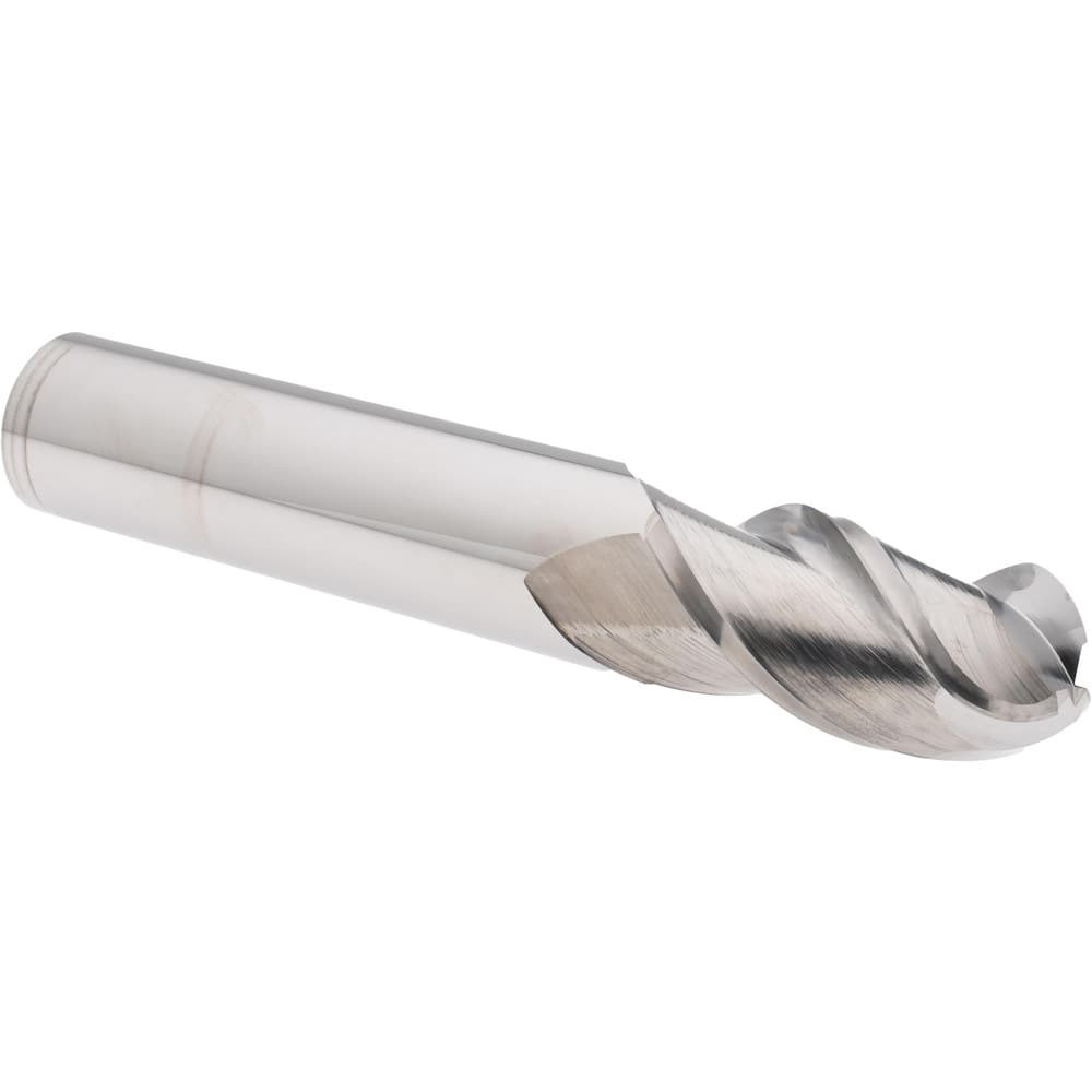 Accupro 12184490 Ball End Mill: 1" Dia, 2" LOC, 3 Flute, Solid Carbide