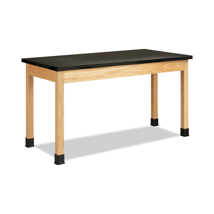 DIVERSIFIED WOODCRAFTS, INC. Spaces™ P7142BK36N Classroom Science Table, 60w x 30d x 36h, Black ChemGuard High Pressure Laminate (HPL) Top, Oak Base