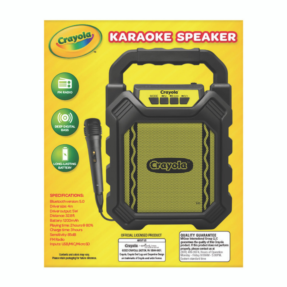 BINNEY & SMITH / CRAYOLA CBX210KM Karaoke Speaker, Bluetooth, Black/Yellow