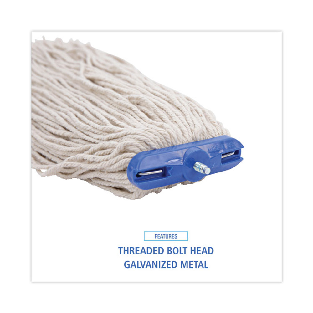 BOARDWALK 720C Mop Head, Economical Lie-Flat Head, Cotton Fiber, 20 oz, White, 12/Carton