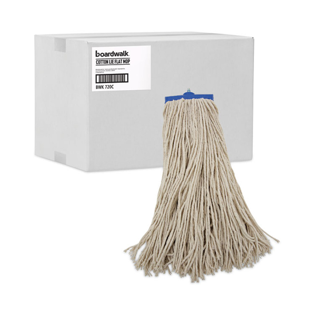 BOARDWALK 720C Mop Head, Economical Lie-Flat Head, Cotton Fiber, 20 oz, White, 12/Carton