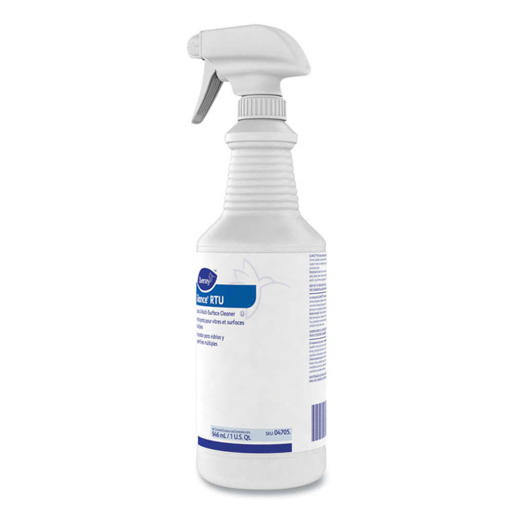 DIVERSEY 04705 Glance Glass and Multi-Surface Cleaner, Original, 12 Capped 32 oz Bottles and One Trigger Sprayer, 12/Carton