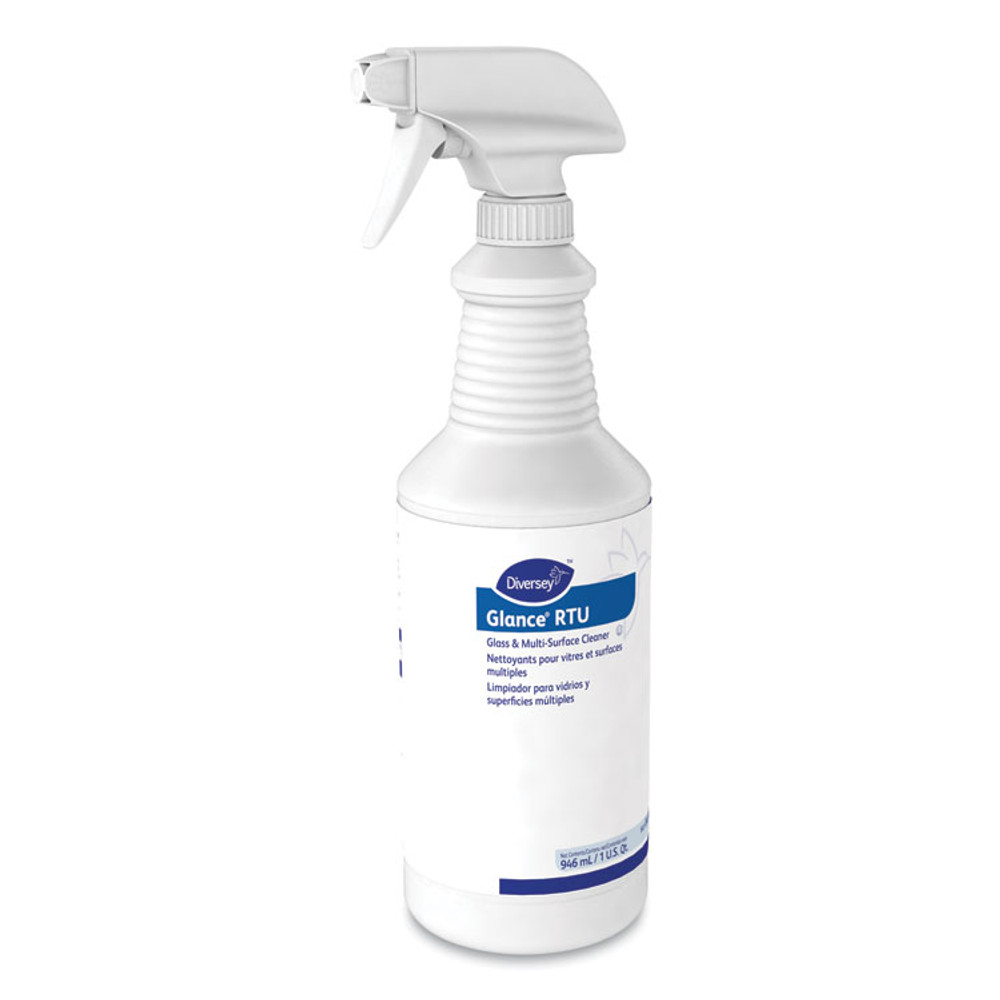 DIVERSEY 04705 Glance Glass and Multi-Surface Cleaner, Original, 12 Capped 32 oz Bottles and One Trigger Sprayer, 12/Carton