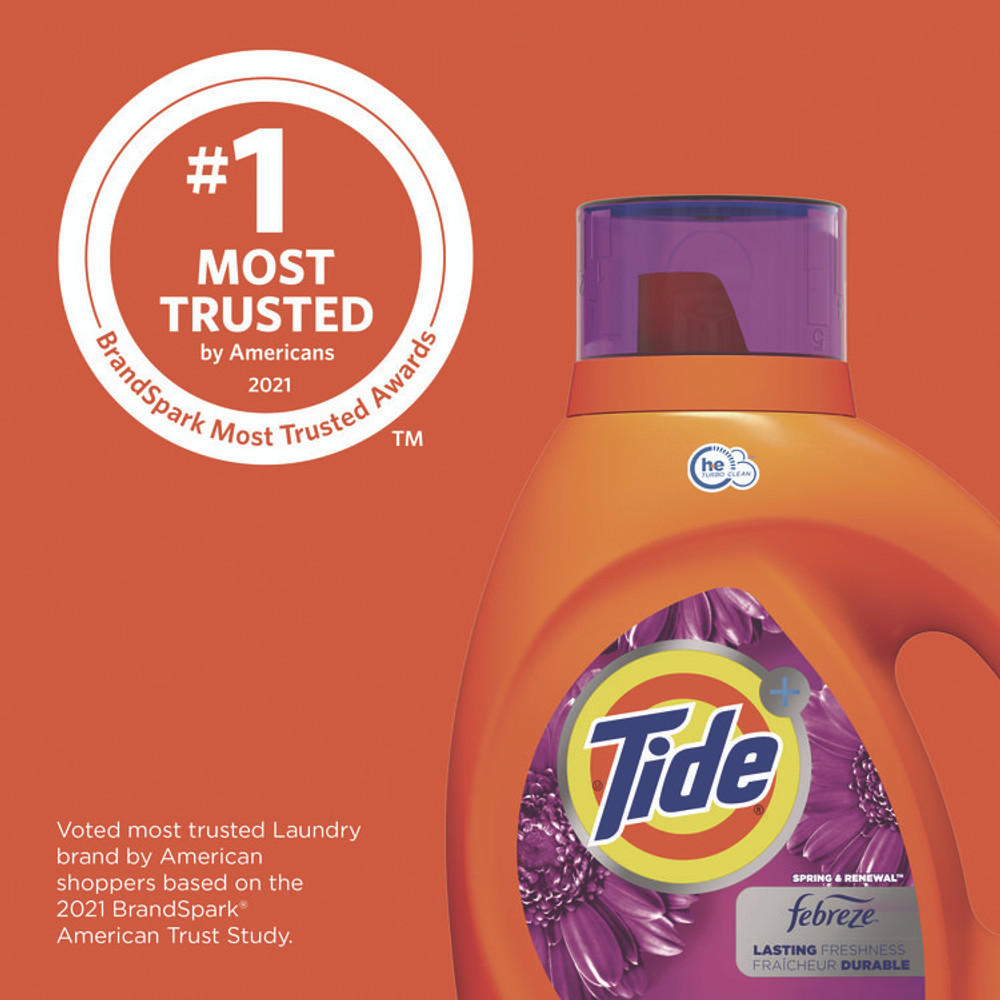 PROCTER & GAMBLE Tide® 12237CT Plus Febreze HE Liquid Laundry Detergent, Spring and Renewal, 84 oz Bottle, 4/Carton