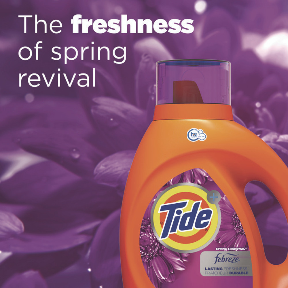 PROCTER & GAMBLE Tide® 12237CT Plus Febreze HE Liquid Laundry Detergent, Spring and Renewal, 84 oz Bottle, 4/Carton
