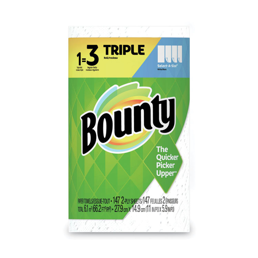 PROCTER & GAMBLE Bounty® 66980 Select-a-Size Kitchen Roll Paper Towels, 2-Ply, White, 5.9 x 11, 147 Sheets/Roll, 12 Rolls/Carton