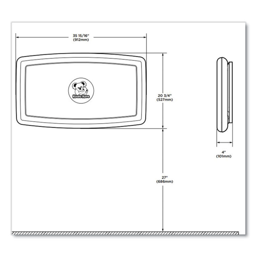 BOBRICK WASHROOM Koala Kare® KB30001 Baby Changing Station, Wall Horizontal Mount, 36.5 x 21.25, Gray