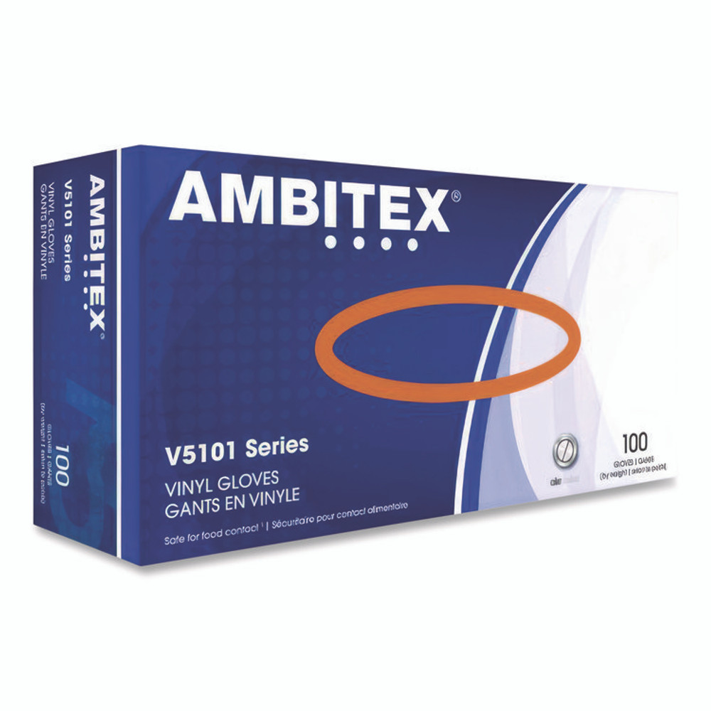 TRADEX INTERNATIONAL AMBITEX® LMD5101 L5101 Series Lightly Powdered Latex Gloves, Medium, 4 mil Thick, 9" Long, Cream, 100/Box