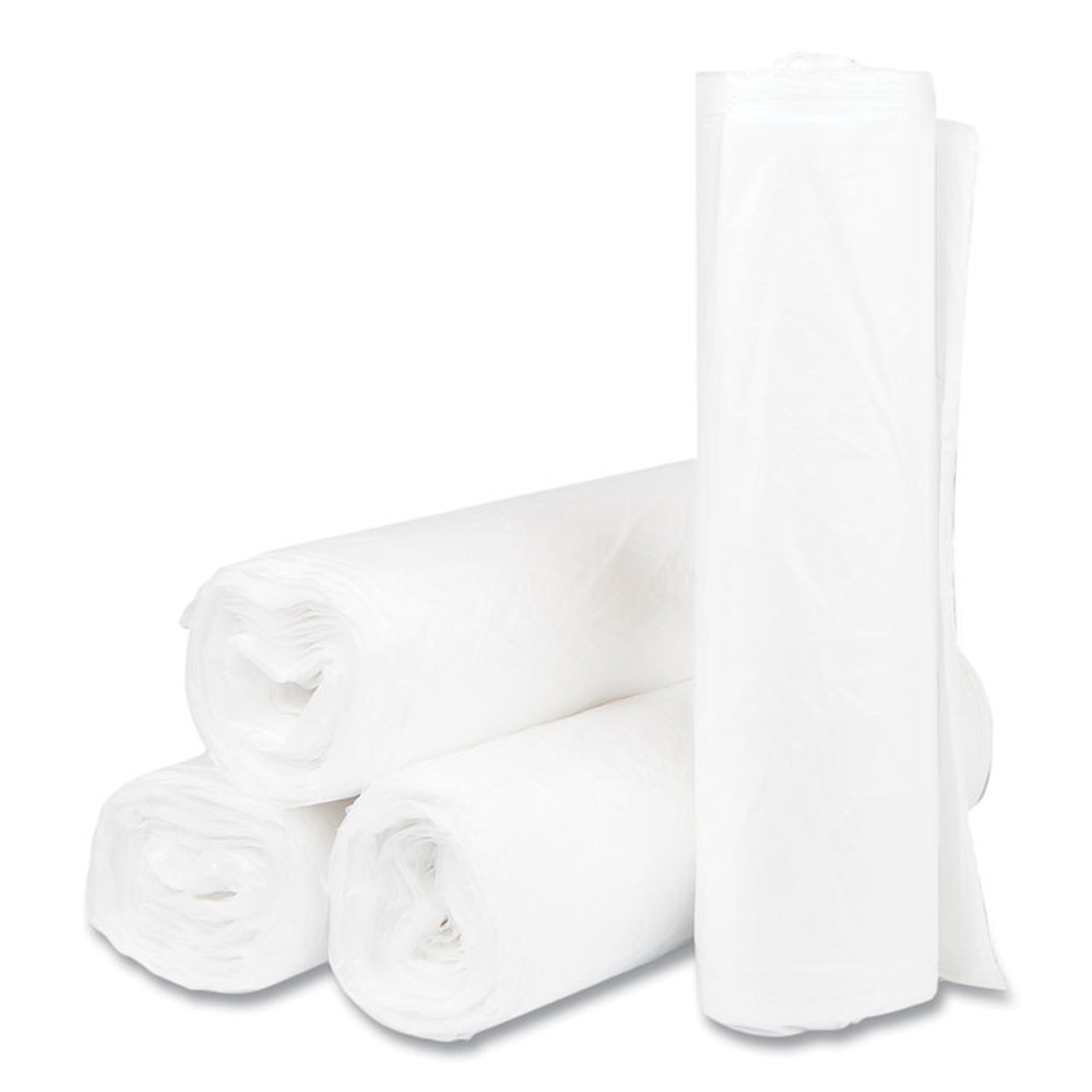 INTEGRATED BAGGING SYSTEMS Inteplast Group S334011N High-Density Commercial Can Liners, 33 gal, 11 mic, 33" x 40", Clear, Interleaved Roll, 25 Bags/Roll, 20 Rolls/Carton