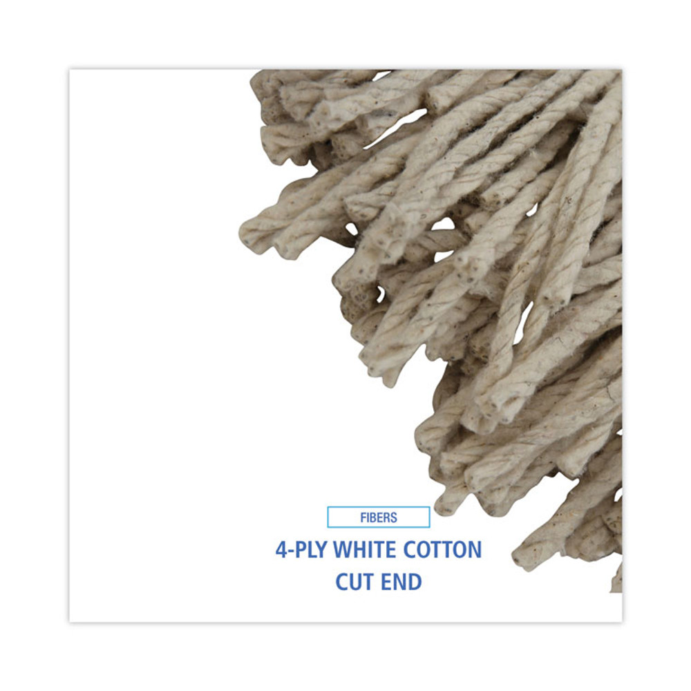 BOARDWALK 732C Mop Head, Economical Lie-Flat Head, Cotton Fiber, 32oz, White, 12/Carton