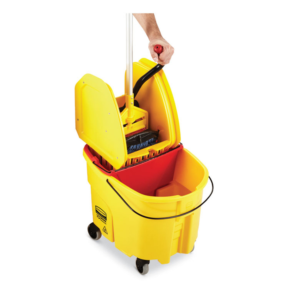 RUBBERMAID COMMERCIAL PROD. FG757788YEL WaveBrake 2.0 Bucket/Wringer Combos, Down-Press, 35 qt, Plastic, Yellow