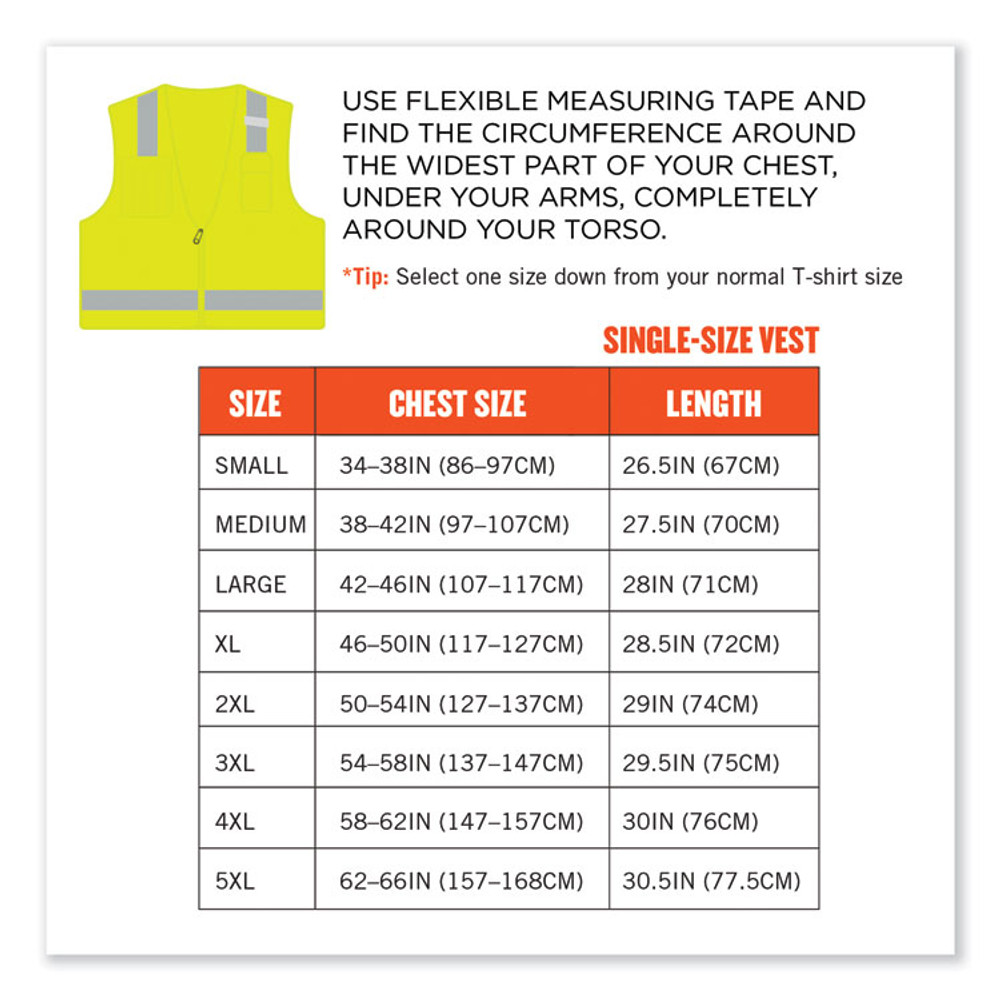 TENACIOUS HOLDINGS, INC. ergodyne® 24507 GloWear 8249Z-S Single Size Class 2 Economy Surveyors Zipper Vest, Polyester, 3X-Large, Lime