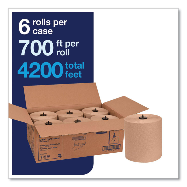 SCA TISSUE Tork® 290088 Matic Hardwound Roll Towel, 1-Ply, 7.7" x 700 ft, Natural, 857/Roll, 6 Rolls/Carton