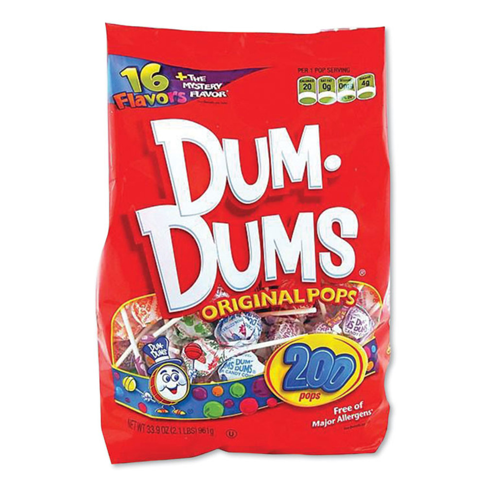 SPANGLER CANDY COMPANY SPN71 Dum-Dum-Pops, Assorted, Individually Wrapped, 33.9 oz, 200/Pack