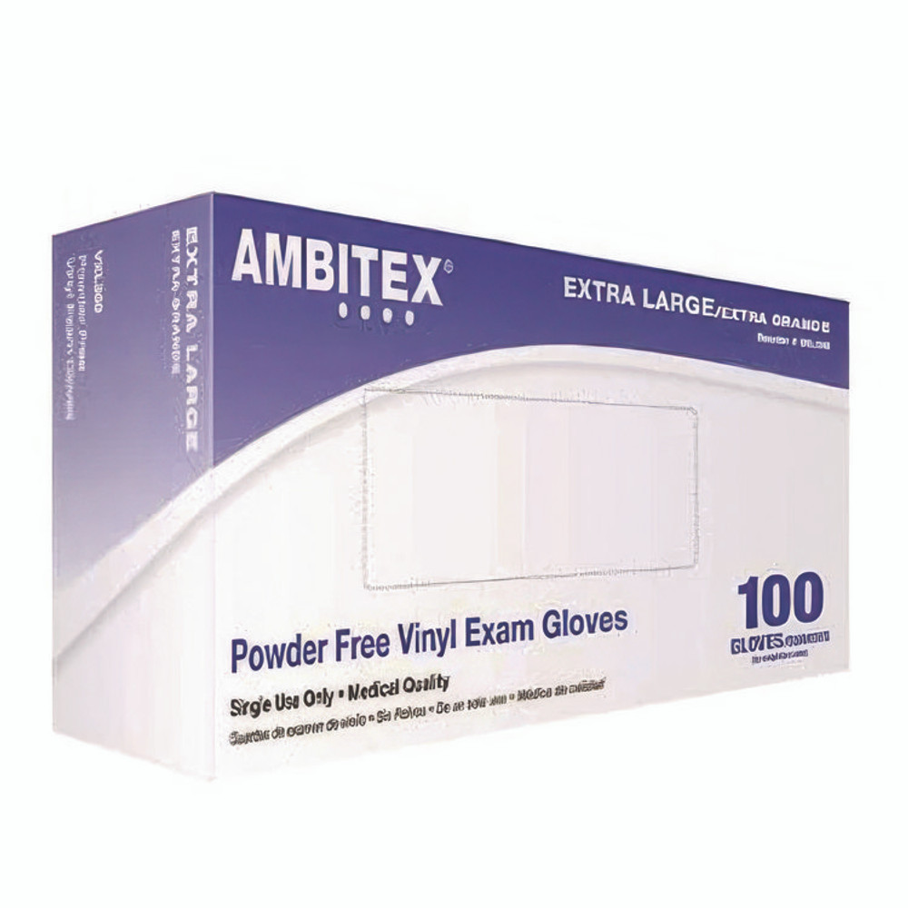 TRADEX INTERNATIONAL AMBITEX® VSM200 V200 Series Powder-Free Vinyl Exam Gloves, Small, 4 mil Thick, 9" Long, Clear, 100/Box