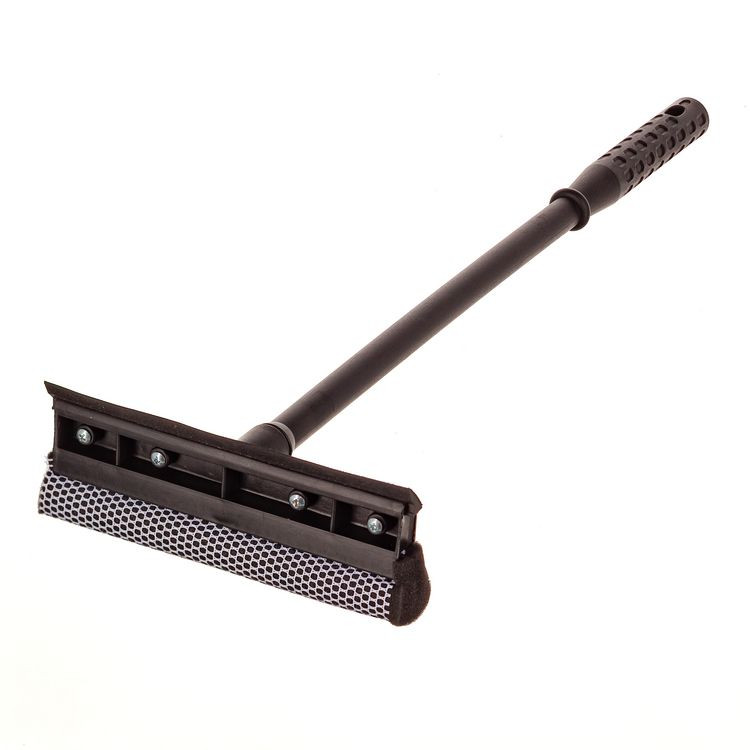 UNGER AUSQ0 Auto Squeegee, 8" Rubber Blade, 8" Mesh Scrubber, 21" Plastic Handle with Grip, Black, 20/Carton