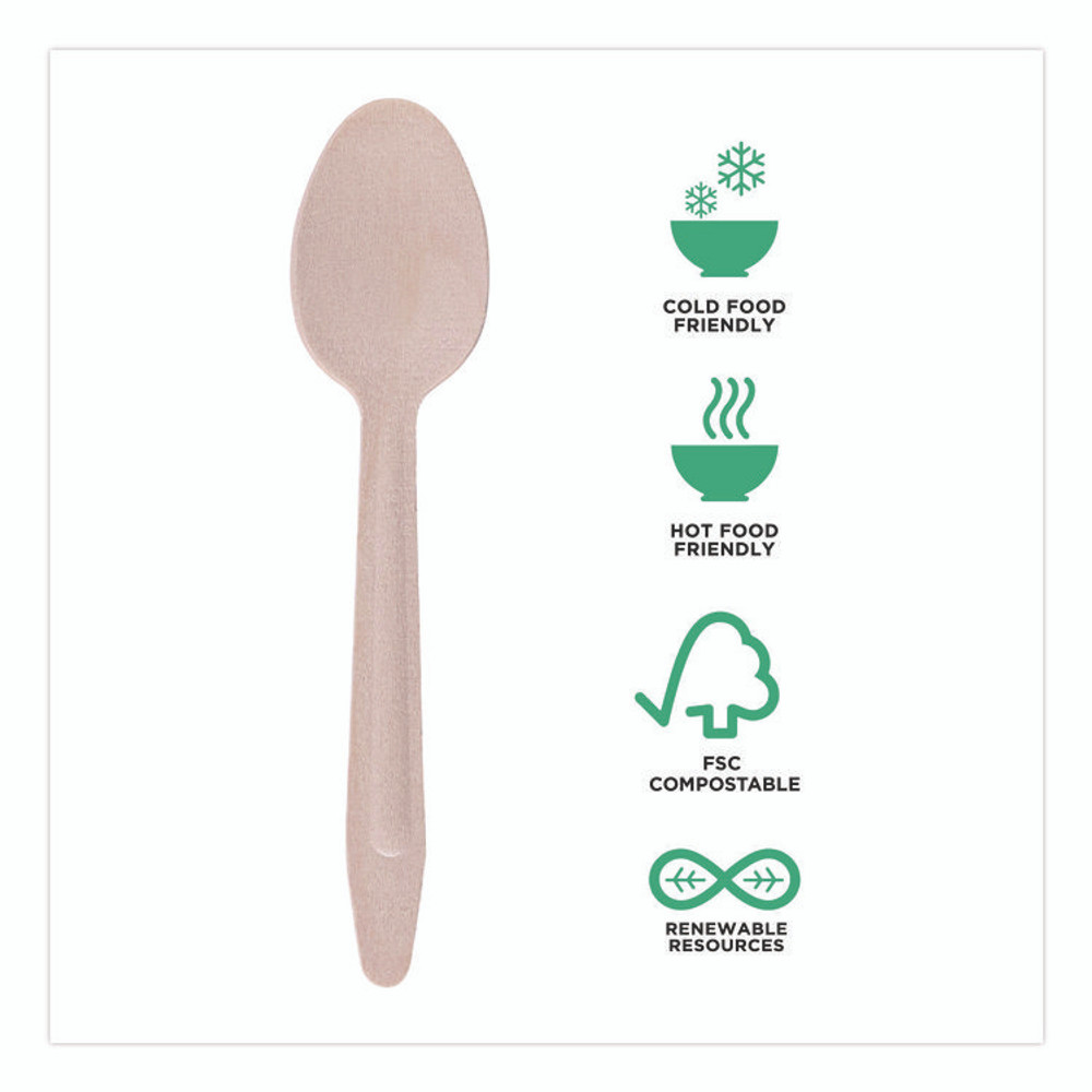 ECO-PRODUCTS,INC. EPS213W Wood Cutlery, General Purpose Spoon, Natural, 500/Carton