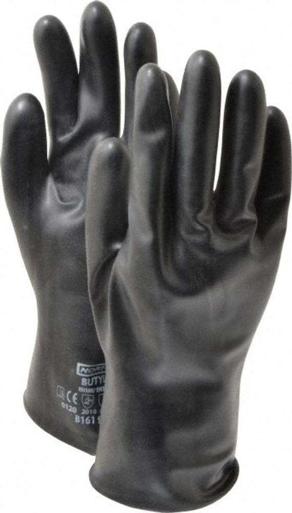 North B161/9 Chemical Resistant Gloves: Size Large, 16.00 Thick, Butyl, Unsupported,