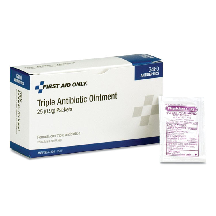 FIRST AID ONLY, INC. G460 Triple Antibiotic Ointment, 0.03 oz Packet, 25/Box