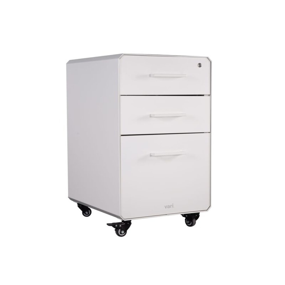 VARIDESK LLC 400719 VARIDESK 15-3/4inW x 20-11/16inD Lateral 3-Drawer Mobile File Cabinet, White