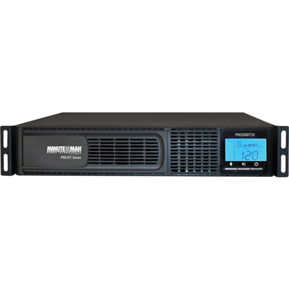 MINUTEMAN PRO2000RT2U  PRO-RT PRO2000RT2U 2000VA Tower/Rack/Wall Mountable UPS - 2U Tower/Rack/Wall Mountable - 4 Minute Stand-by - 120 V AC Input - 120 V AC Output - 6 x NEMA 5-15/20R, 1 x NEMA L5-20R