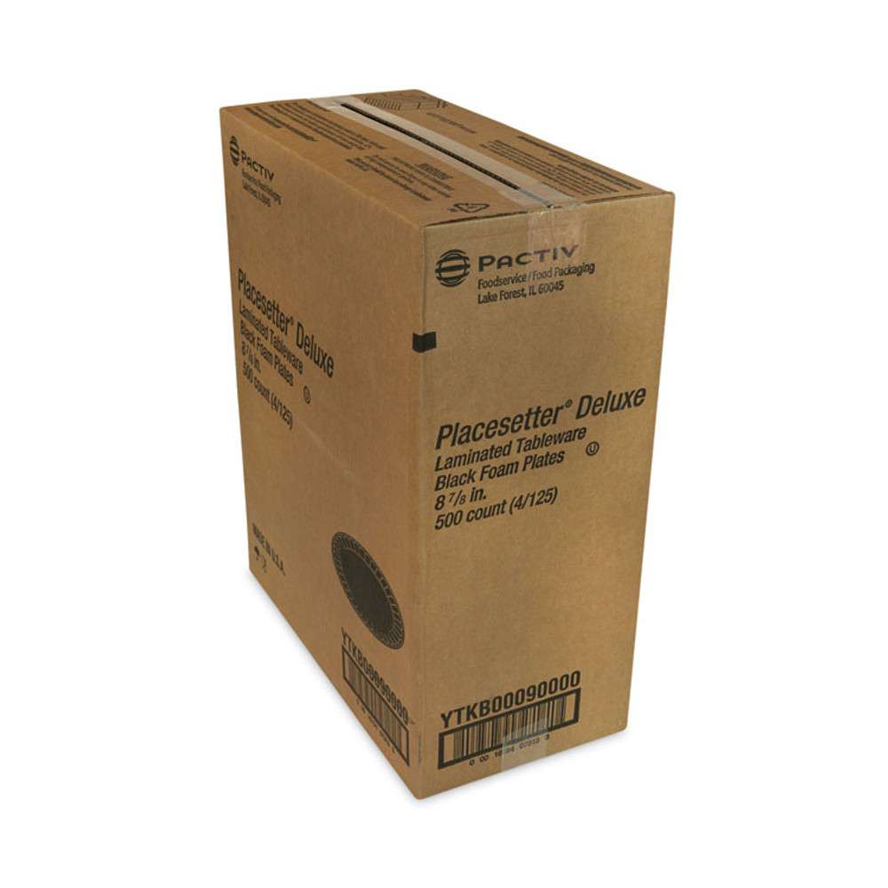 PACTIV EVERGREEN CORPORATION YTKB00090000 Placesetter Deluxe Laminated Foam Dinnerware, Plate, 9" dia, Black, 500/Carton