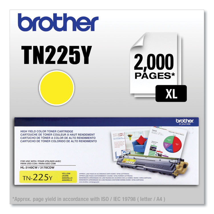 BROTHER INTL. CORP. TN225Y TN225Y High-Yield Toner, 2,200 Page-Yield, Yellow