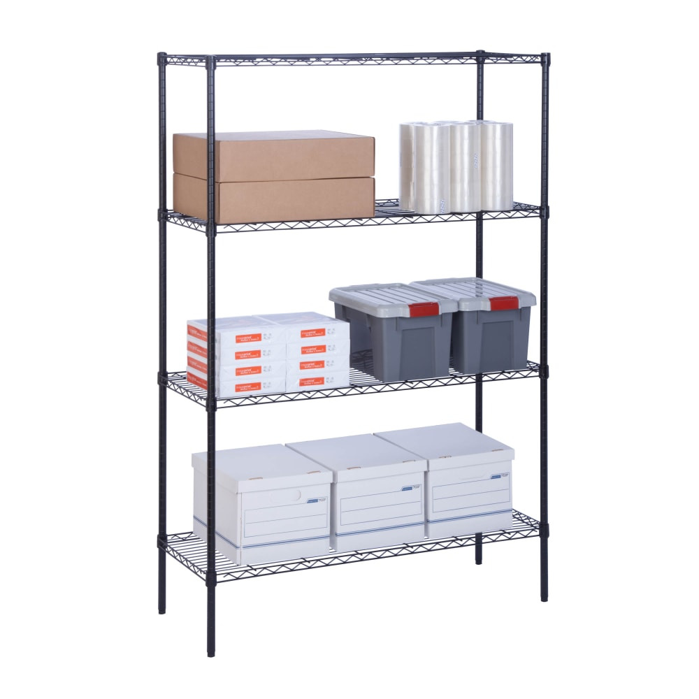 HONEY-CAN-DO INTERNATIONAL, LLC SHF-05225 Honey-Can-Do Urban Steel Adjustable Storage Shelving Unit, 4-Tiers, 72inH x 18inW x 48inD, Black