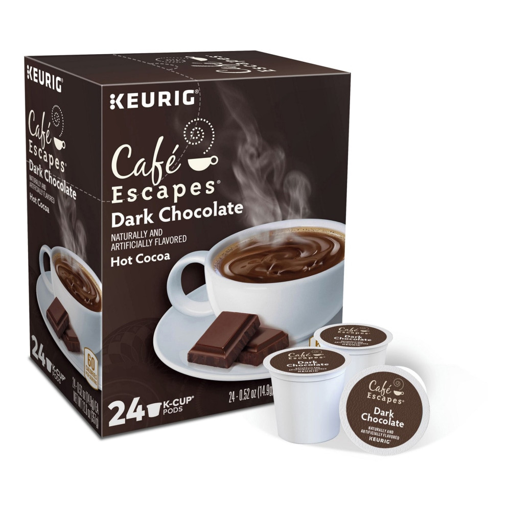 GREEN MOUNTAIN COFFEE ROASTERS, INC. 6802 Cafe Escapes Dark Chocolate Hot Cocoa Single-Serve K-Cup, Box Of 24