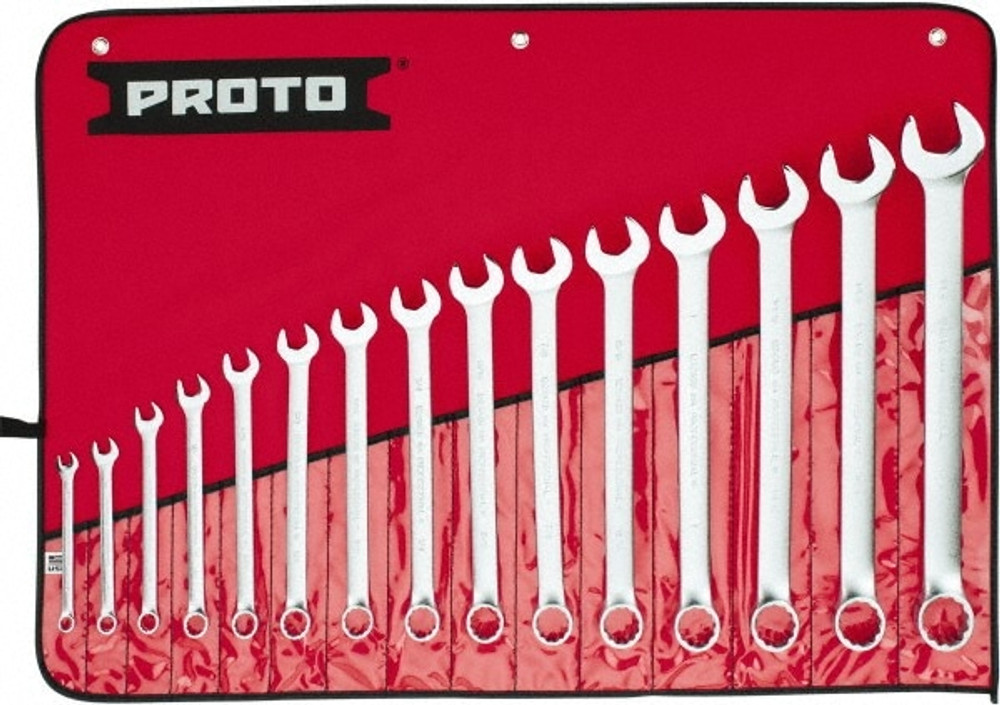 Proto J1200FASD Combination Wrench Set: 15 Pc, Inch