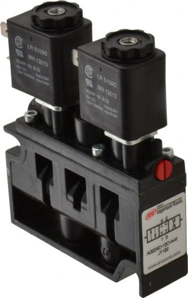 ARO/Ingersoll-Rand A322SD-120-A Stacking Solenoid Valve: Solenoid, 4-Way, 3 Position, Solenoid Return
