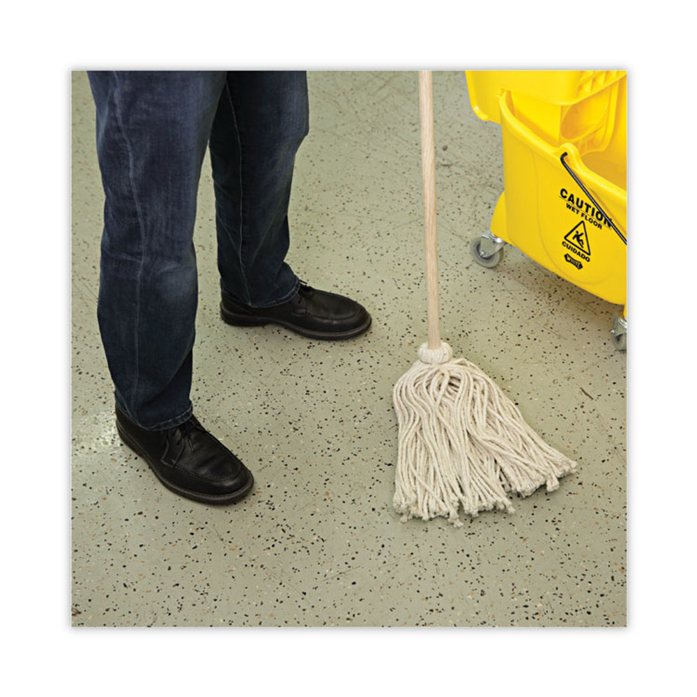 BOARDWALK 116C Handle/Deck Mops, #16 White Cotton Head, 48" Natural Wood Handle