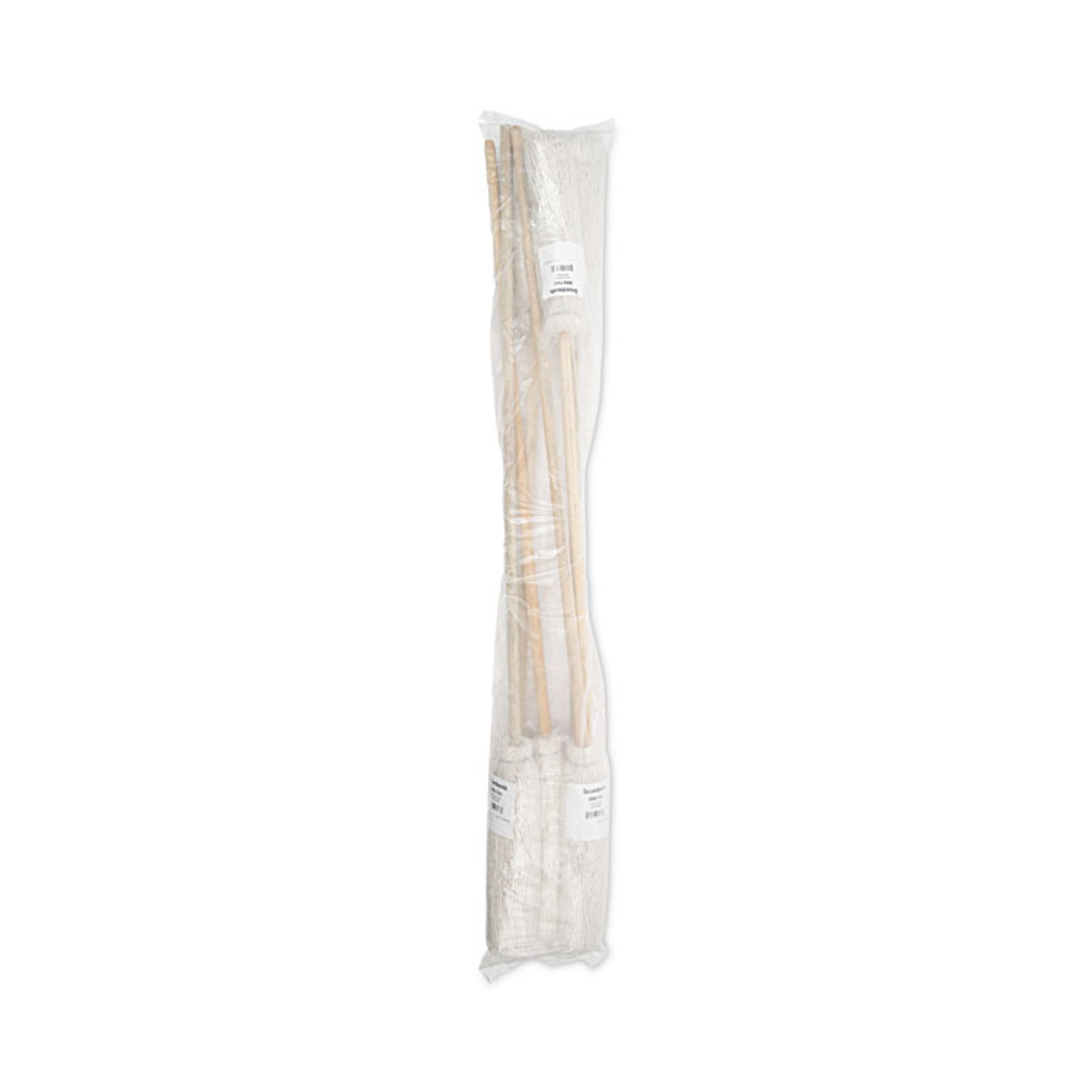 BOARDWALK 116C Handle/Deck Mops, #16 White Cotton Head, 48" Natural Wood Handle
