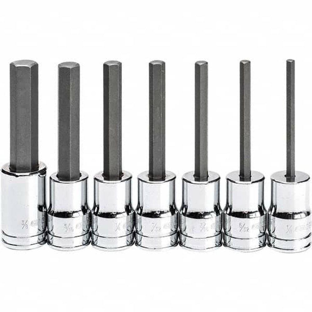 GEARWRENCH 82529 Hex Bit Socket Set: 3/8" Drive, 7 Pc, 1/8 to 3/8" Hex