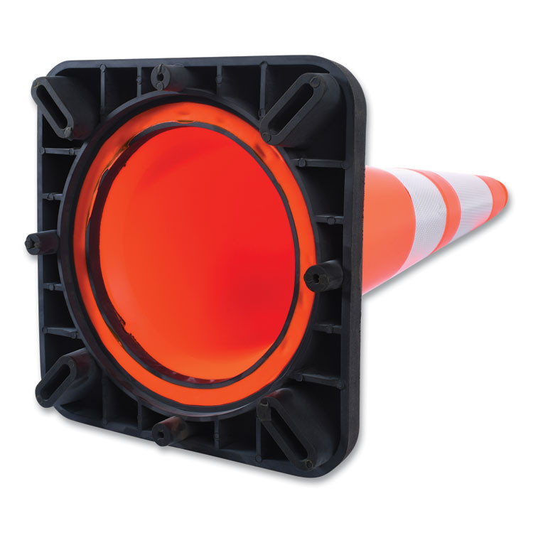 TATCO 35500 Traffic Cone, 10.75 x 10.75 x 28, Orange/Silver/Black
