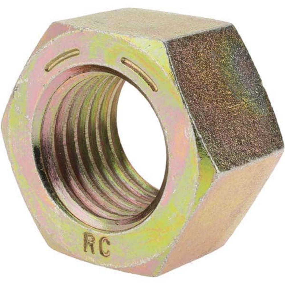 Value Collection HNI81251 Hex Nut: 1-1/4 - 7, Grade 8 Steel, Zinc Yellow Dichromate Finish