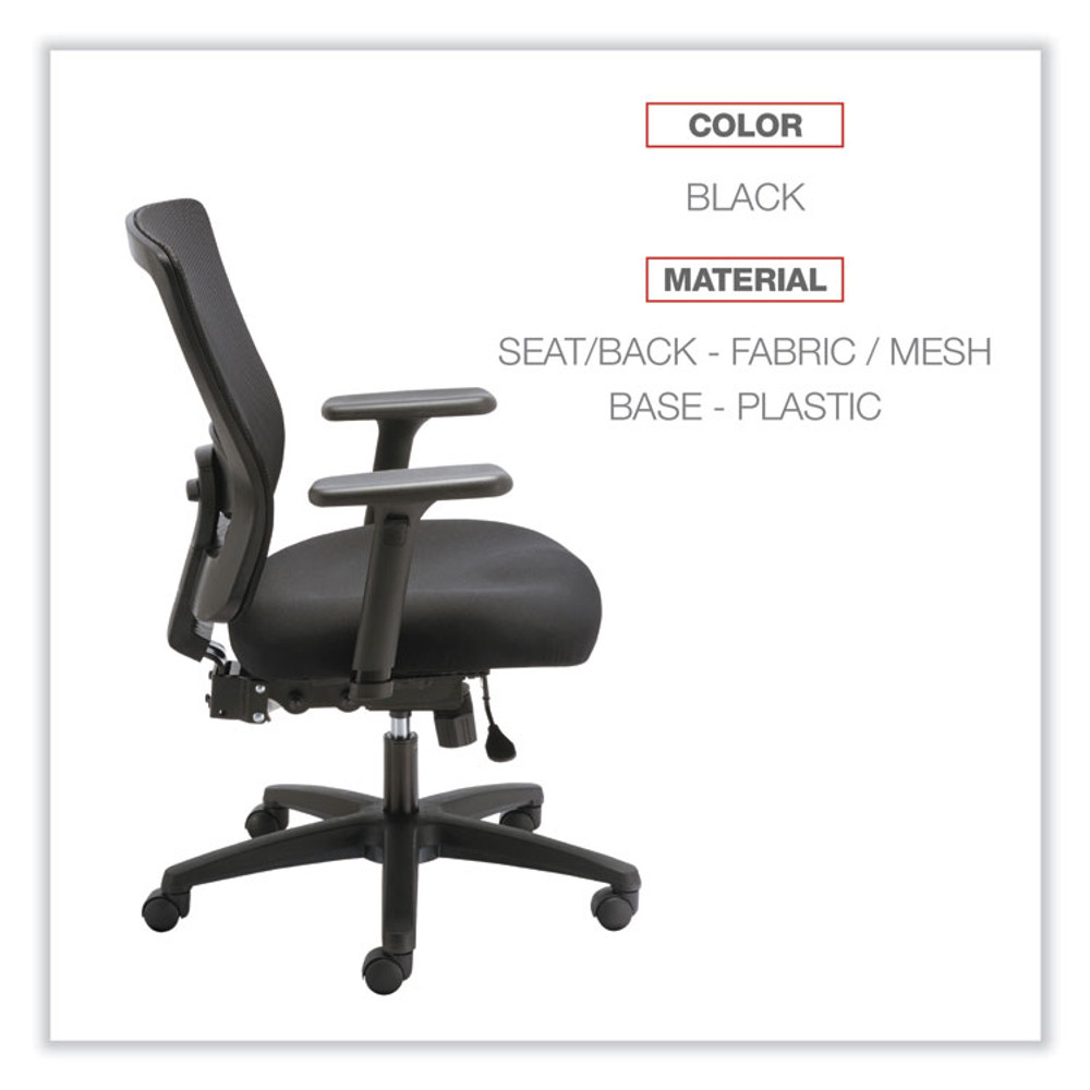 ALERA NV42M14 Alera Envy Series Mesh Mid-Back Multifunction Chair, Supports Up to 250 lb, 17" to 21.5" Seat Height, Black