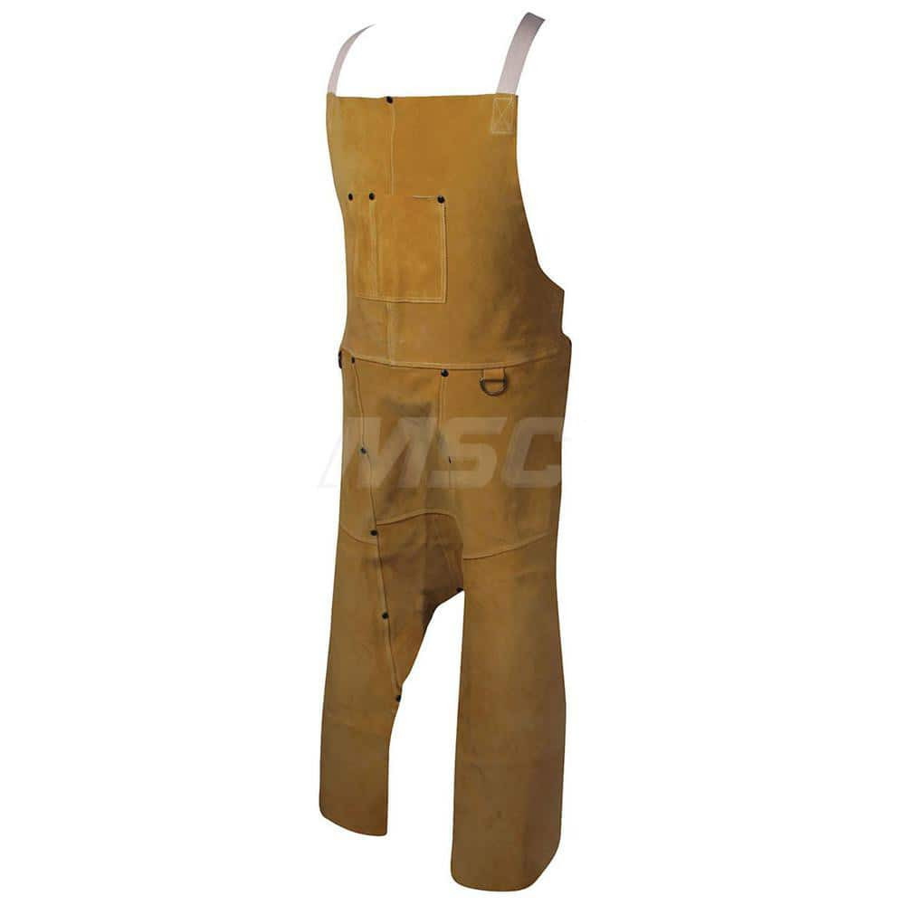 PIP 3248 Split Leg Bib Apron: Welding, Kevlar & Pigskin Leather, 48" OAL, Shoulder & Waist Straps Closure