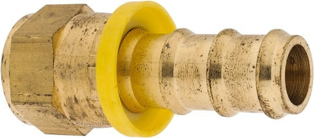 Eaton 10010B-610 Barbed Push-On Hose Female Connector: 7/8-14 UNF, Brass, 5/8" Barb