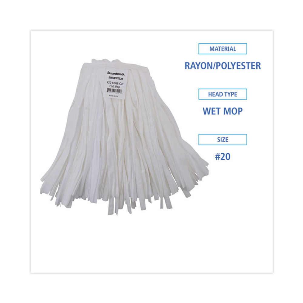 BOARDWALK BW2020 Nonwoven Cut End Edge Mop, Rayon/Polyester, #20, White, 12/Carton