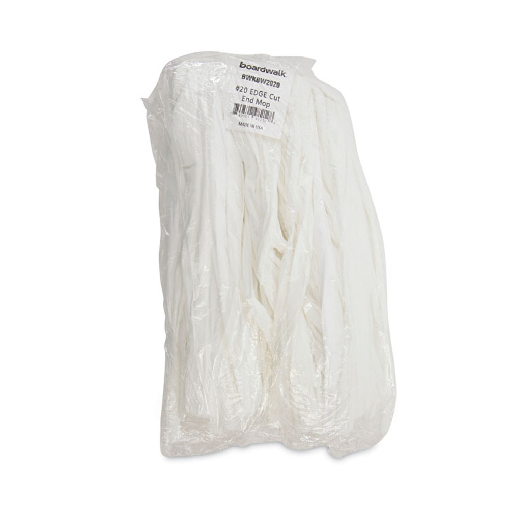 BOARDWALK BW2020 Nonwoven Cut End Edge Mop, Rayon/Polyester, #20, White, 12/Carton