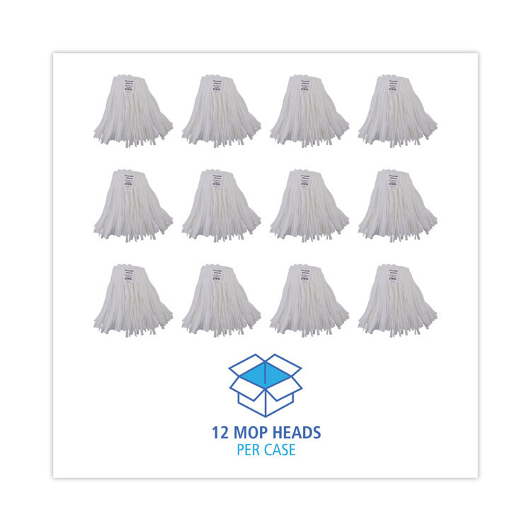 BOARDWALK BW2020 Nonwoven Cut End Edge Mop, Rayon/Polyester, #20, White, 12/Carton